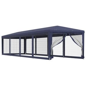 vidaXL Partytent met 10 mesh zijwanden 3x12 m HDPE blauw