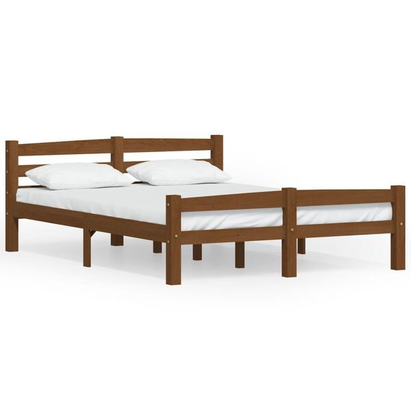 vidaXL Bedframe massief grenenhout honingbruin 140x200 cm