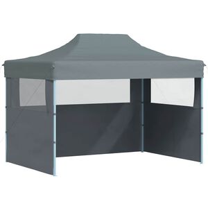 vidaXL Partytent met 3 zijwanden inklapbaar 3x4 m staal antraciet