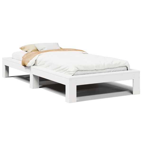 vidaXL Bedframe zonder matras massief grenenhout wit 90x190 cm