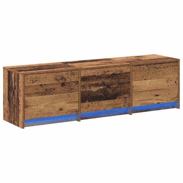 vidaXL TV kast met LED's Oud Hout 140 x 34 x 40 cm Bewerkt hout