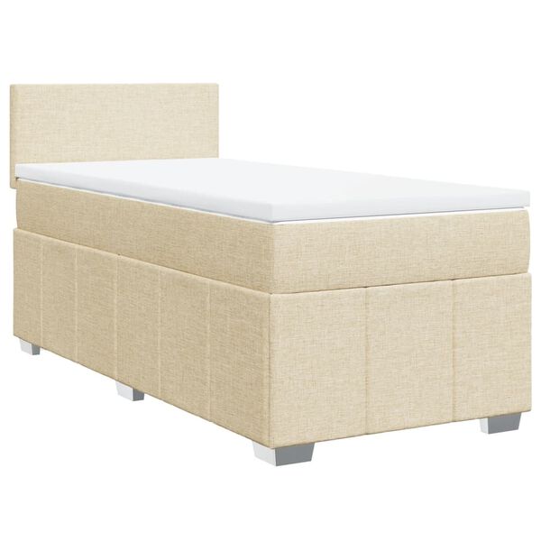 vidaXL Boxspring met matras stof cr&egrave;mekleurig 90x200 cm