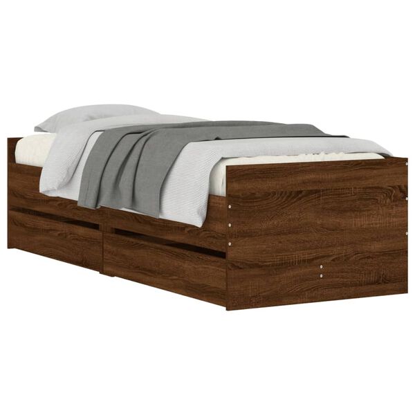 vidaXL Bedframe met lades bruin eikenkleur 90x190 cm