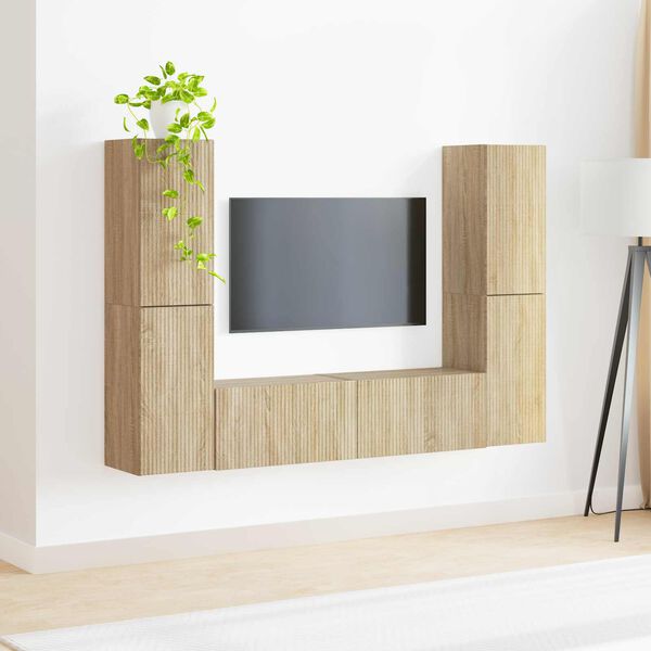 vidaXL Tv-meubelset 6 pcs Sonoma Eiken Bewerkt hout