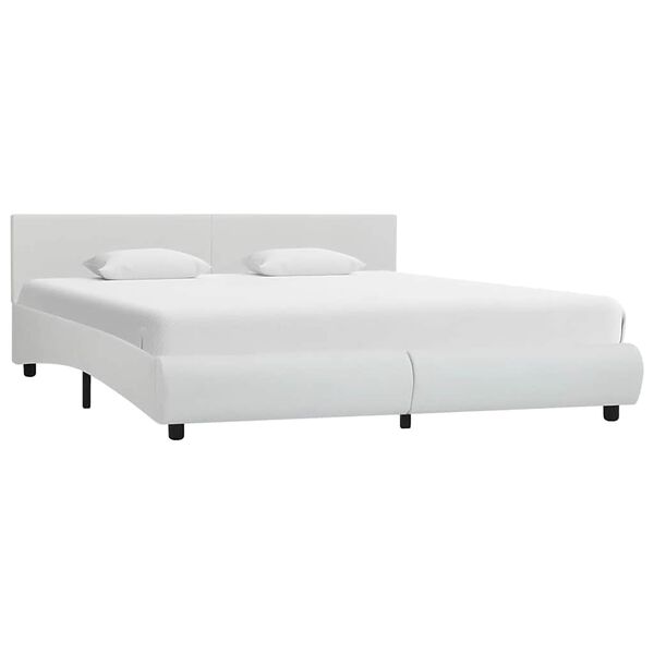 vidaXL Bedframe met LED kunstleer wit 160x200 cm