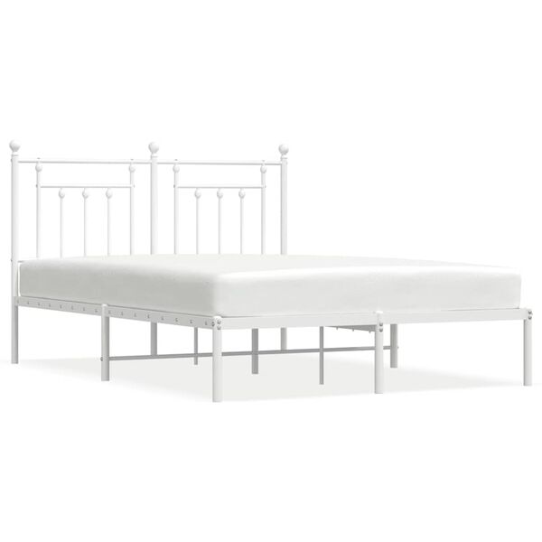 vidaXL Bedframe met hoofdbord metaal wit 140x200 cm