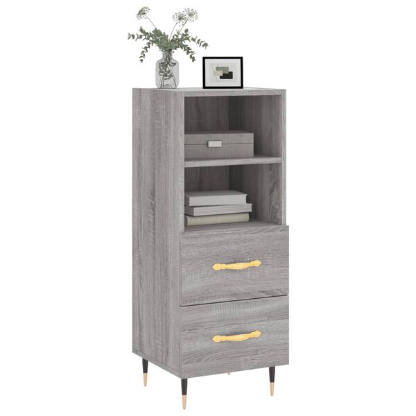 vidaXL Dressoir 34,5x34x90 cm bewerkt hout grijs sonoma eikenkleurig