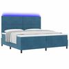 vidaXL LED Box Spring Bed met matras Donkerblauw 200 x 200 cm Stof