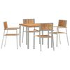 vidaXL Buiten eettafelset 5 st 90 x 90 x 75 cm Massief Teakhout en RVS