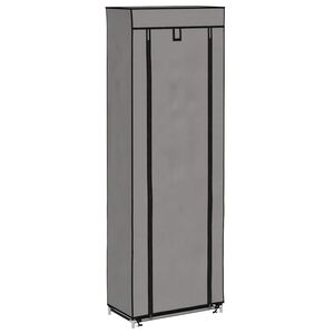 vidaXL Schoenenkast met hoes 57x29x162 cm stof grijs