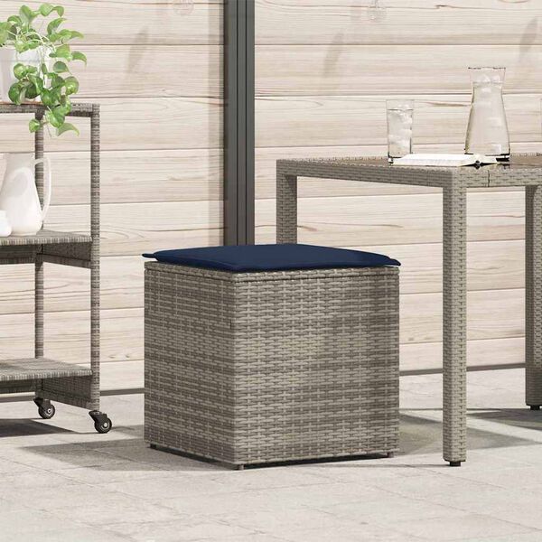vidaXL Kussenbox met opslag Grijs 50 x 50 x 50 cm poly rattan