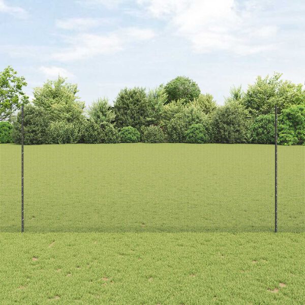 vidaXL Hek met Paal Grijs 1,5 x 10 m Staal en PVC