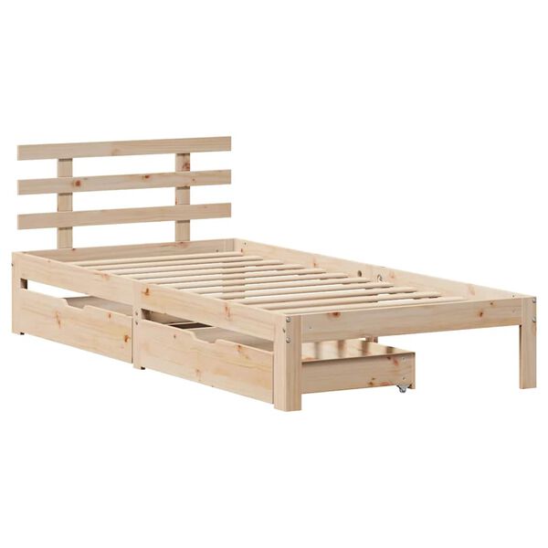 vidaXL Bedframe met lades 100x200 cm massief grenenhout