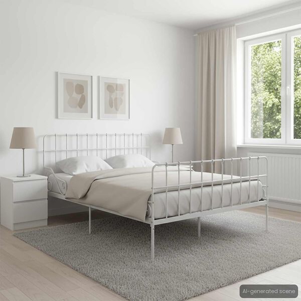 vidaXL Bedframe met lattenbodem metaal wit 120x200 cm