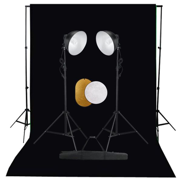 vidaXL Fotostudioset met lampen, achtergrond en reflector