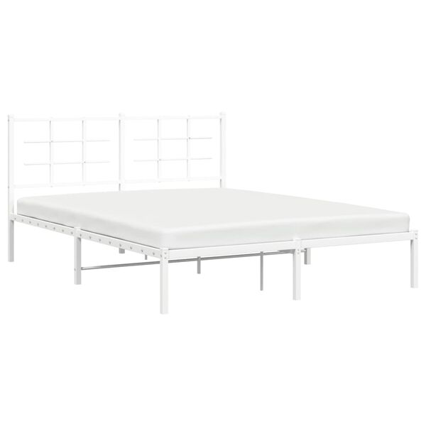 vidaXL Bedframe met hoofdbord metaal wit 160x200 cm