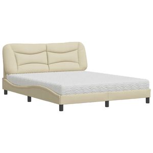 vidaXL Bed met matras "Hvar" stof cr&egrave;mekleurig 160x200 cm