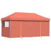 vidaXL Partytent inklapbaar pop-up met 4 zijwanden terracottakleurig