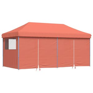 vidaXL Partytent inklapbaar pop-up met 4 zijwanden terracottakleurig