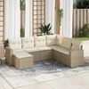 vidaXL 7-delige Loungeset met kussens poly rattan beige