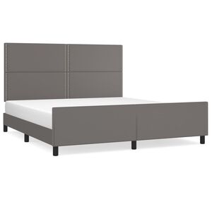 vidaXL Bedframe met hoofdbord kunstleer grijs 180x200 cm