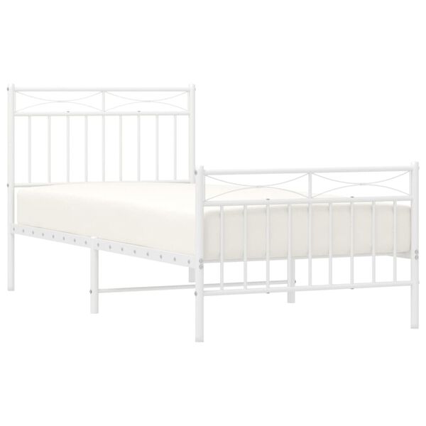 vidaXL Bedframe met hoofd- en voeteneinde metaal wit 90x200 cm