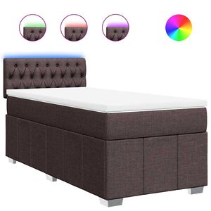 vidaXL Boxspring met matras stof donkerbruin 90x200 cm
