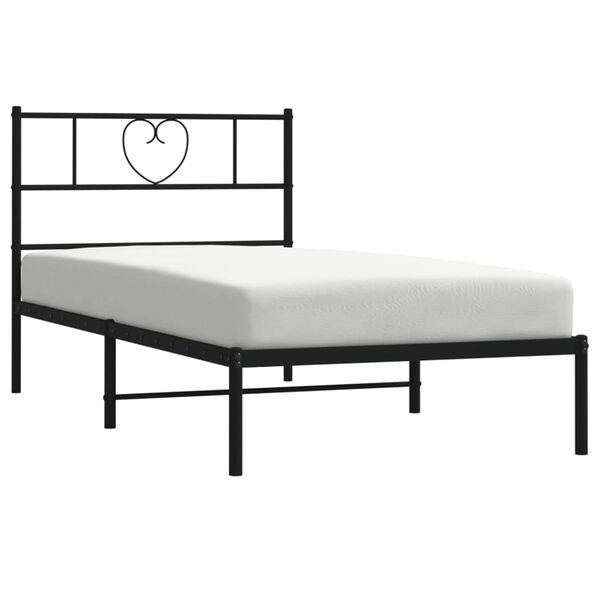 vidaXL Bedframe met hoofdbord metaal zwart 75x190 cm