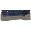vidaXL Tuinbankenset met kussen 5 pcs Grijs en Marineblauw poly rattan