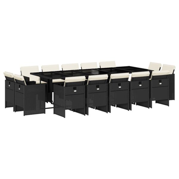 vidaXL 15-delige Tuinset met kussens poly rattan zwart