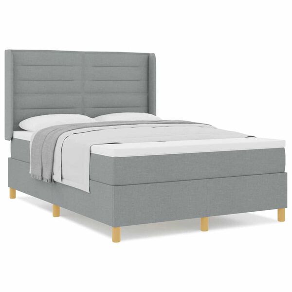 vidaXL Boxspringbed met matras Lichtgrijs 140 x 190 cm Stof