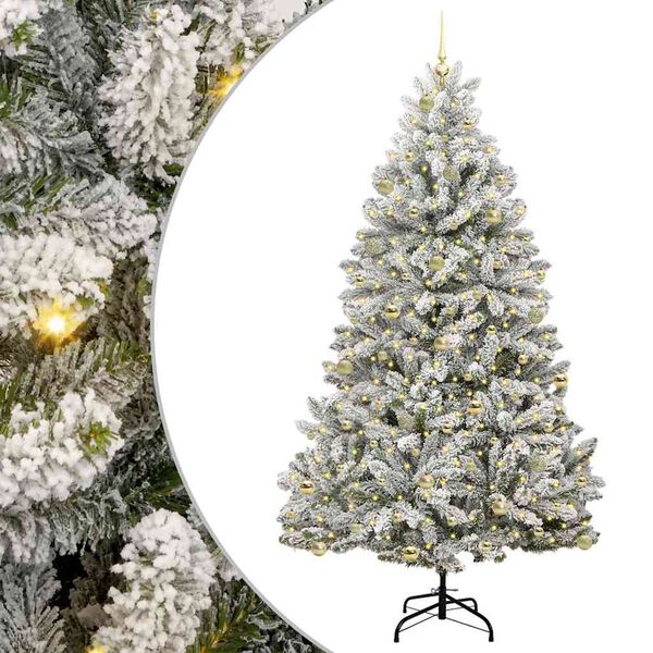 vidaXL Kunstkerstboom met 300 LED Groen en Wit 240 cm PVC en Metaal