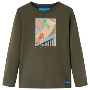 Kindershirt met lange mouwen 104 kakikleurig