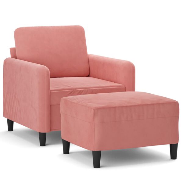 vidaXL Fauteuil met voetenbank 60 cm fluweel roze
