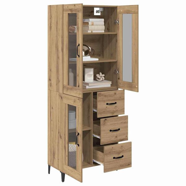 vidaXL Highboard Artisan Eiken 69,5 x 34 x 180 cm Bewerkt hout