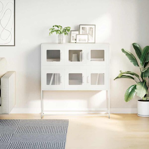 vidaXL Dressoir 100,5x39x107 cm koudgewalst staal wit