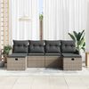vidaXL Tuin Sofa Set met kussen met opslag 6 pcs Grijs Poly riet