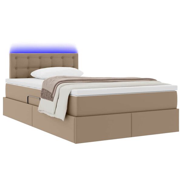 vidaXL Opbergbed met LED met matras Cappuccino 120 x 200 cm Nep Leer