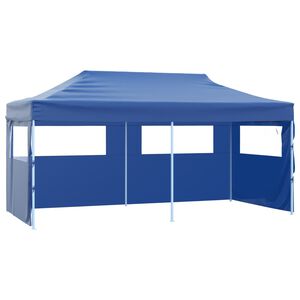 vidaXL Partytent met 4 zijwanden inklapbaar 3x6 m staal blauw