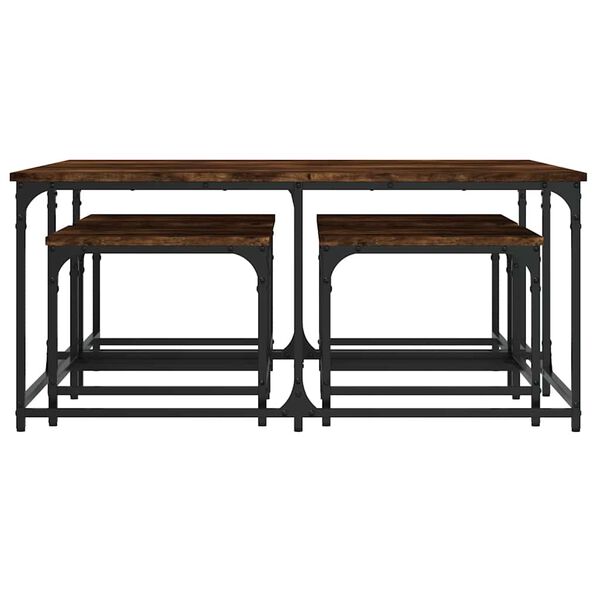 vidaXL 5-delige Tafeltjesset bewerkt hout gerookt eikenkleurig