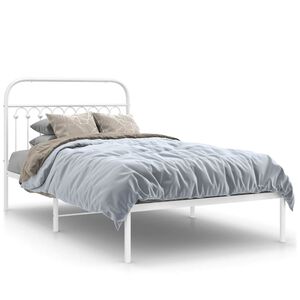 vidaXL Bedframe met hoofdbord metaal wit 107x203 cm