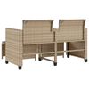 vidaXL Tuinbank 2-zits met tafel en voetenbanken poly rattan beige