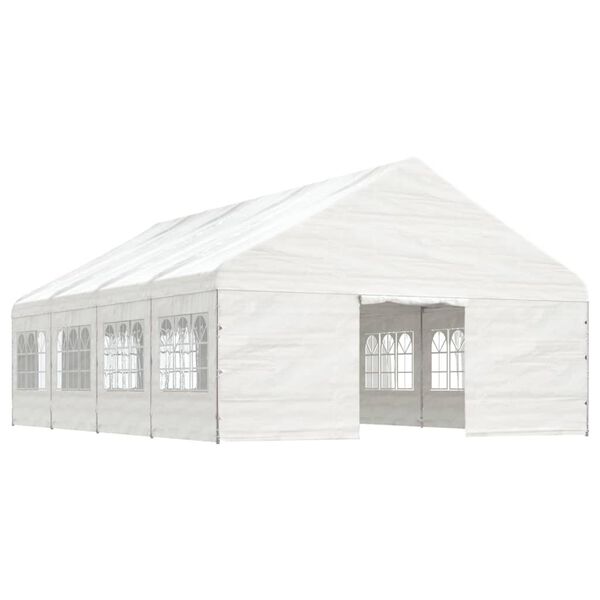 vidaXL Prieel met dak 8,92x5,88x3,75 m polyetheen wit