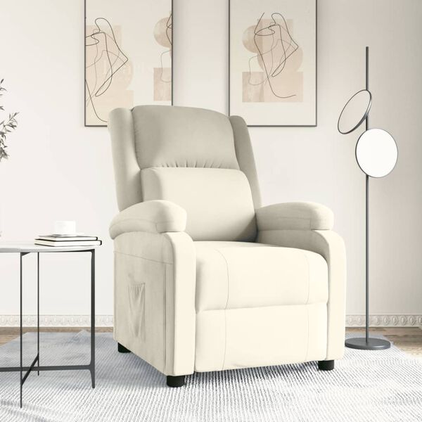 vidaXL Fauteuil verstelbaar fluweel cr&egrave;mekleurig