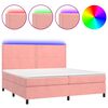 vidaXL Boxspring met matras en LED fluweel roze 200x200 cm
