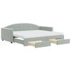 vidaXL Slaapbank onderschuifbed en lades 90x200 cm fluweel lichtgrijs