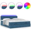 vidaXL Bed poef met matrassen en leds 200x200 cm fluweel donkerblauw