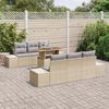 vidaXL Tuin Eetset met kussen 7 pcs Beige en Grijs