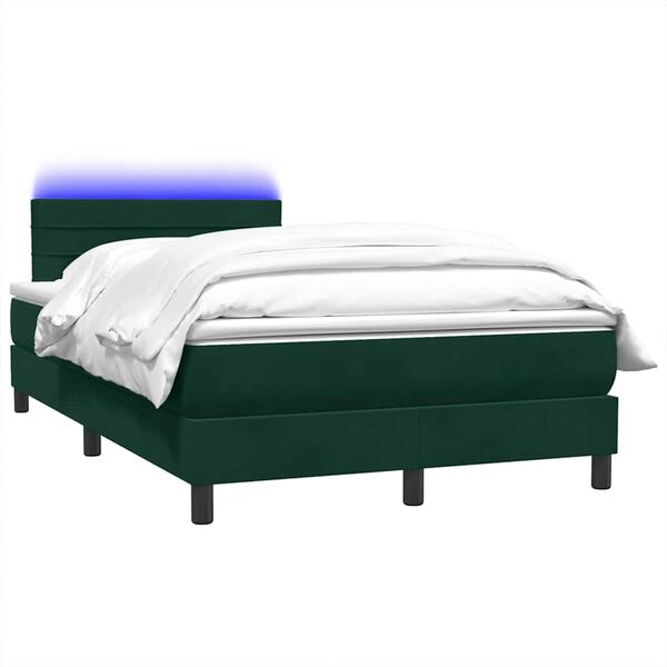vidaXL Boxspring met matras en LED fluweel donkergroen 120x210 cm