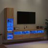 vidaXL 4-delige Tv-wandmeubelset met LED bewerkt hout sonoma eiken